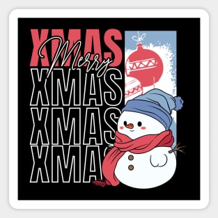 Cute Snowman Retro Christmas Magnet